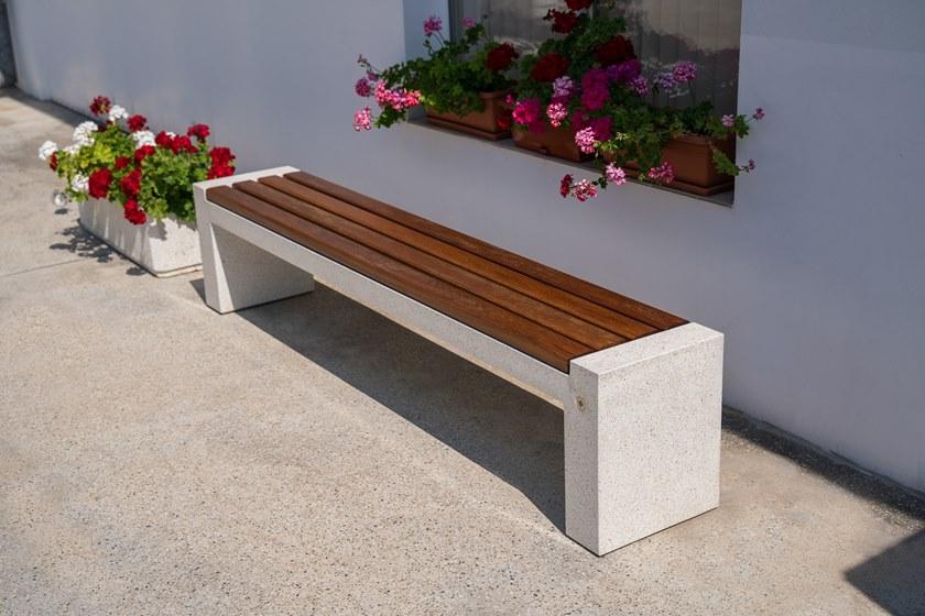 ENCHO ENCHEV - ETE Скамейка из бетона и дерева без спинки  185  - Вид №3