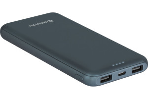16125427 Внешний аккумулятор ExtraLife 10000F 2xUSB,2.1A, 10000mAh, 2 входа 83663 Defender