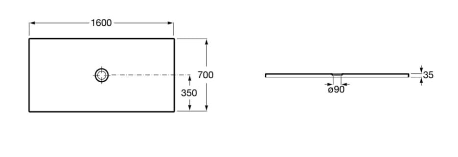 Прямоугольный акриловый ультра-плоский поддон для душа Roca Cratos ARCH-00138031 - Вид №36