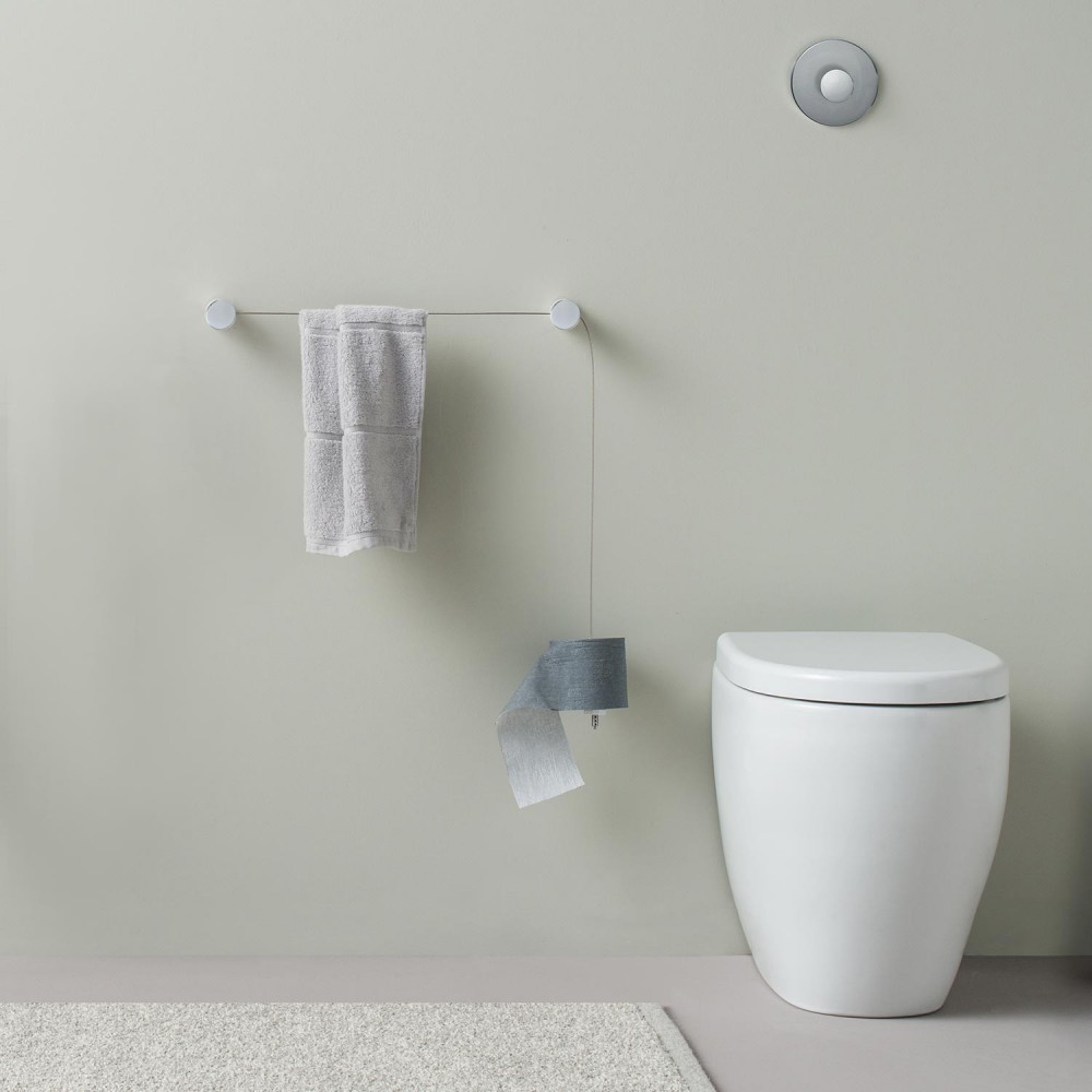 EVDTPK33EVER Life Design Настенный держатель для полотенец с держателями для рулонов туалетной бумаги - Dot  Хром  - Вид №3