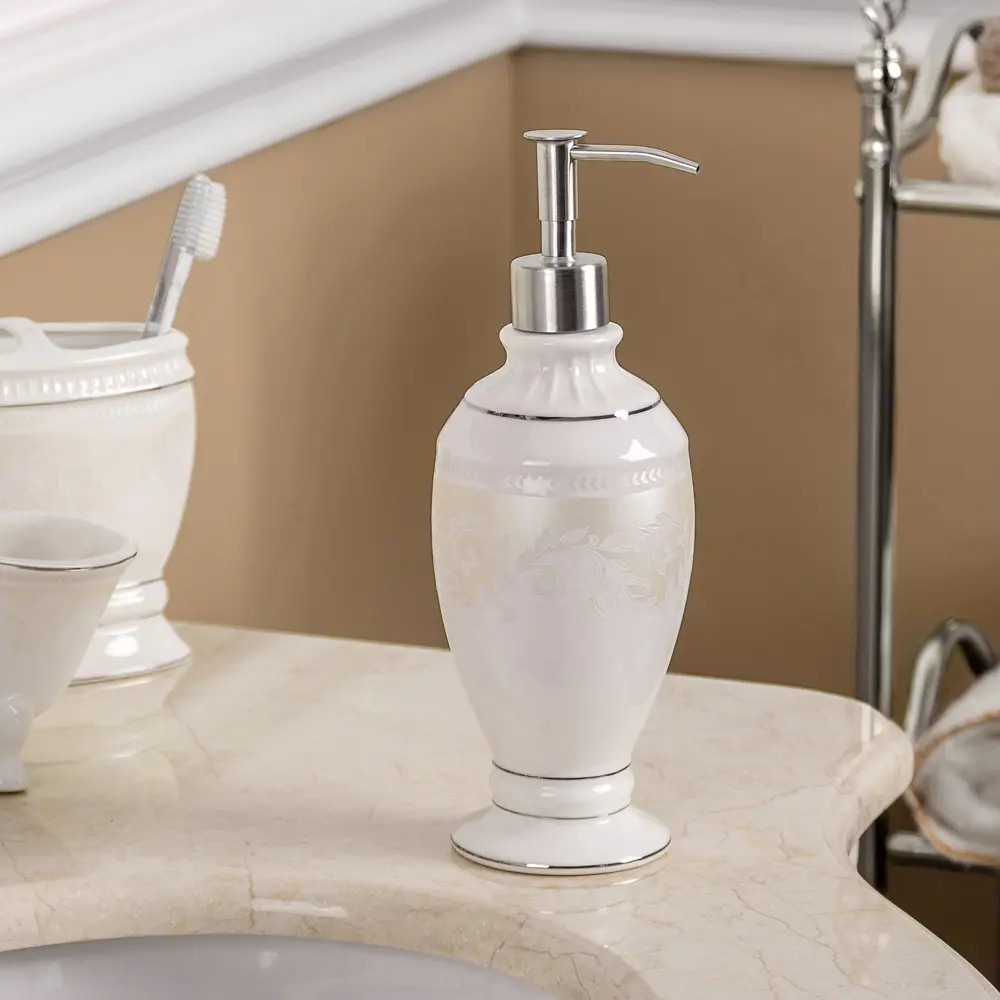 Дозатор для жидкого мыла настольный Wess «Elegance» керамика цвет белый STLM-2179604 - Вид №2