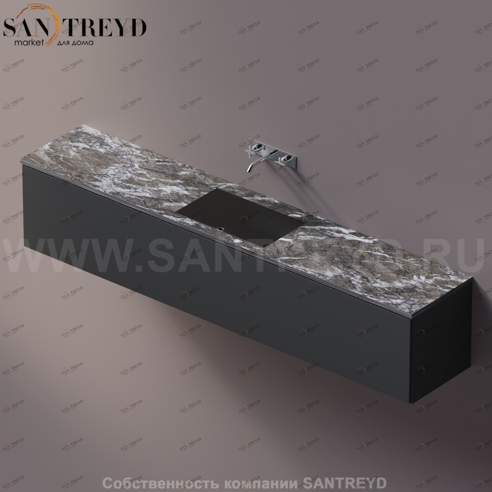 AELLM0CC12426KD Подвесная раковина настенная прямоугольная Agape Ell серая
