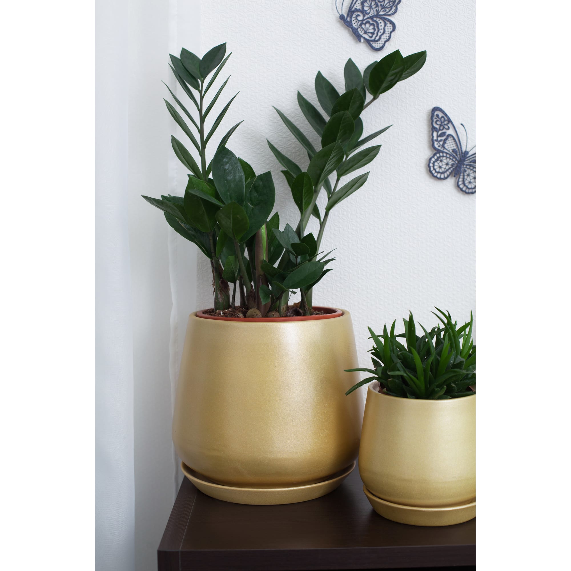 18877118 Горшок цветочный ø19 h22 см v5.5 л керамика золотой Скарлет Santreyd  - Вид №1