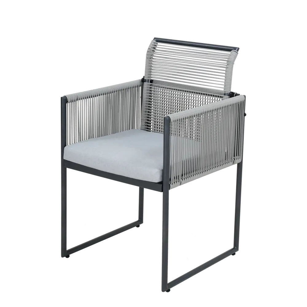 Набор садовой мебели для обеда BEGINIA Compass Сталь Стол, кресло 4 шт Серый / серебристый STLM-2192824 - Вид №2