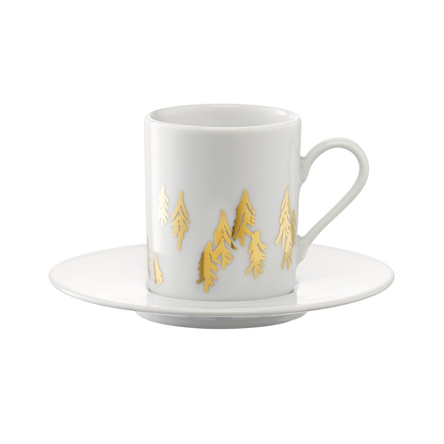 Набор из 2 чашек для кофе с блюдцами 0,1 л Fir metallic LSA INTERNATIONAL FIR METALLIC 00-3863553 Золото  - Вид №2