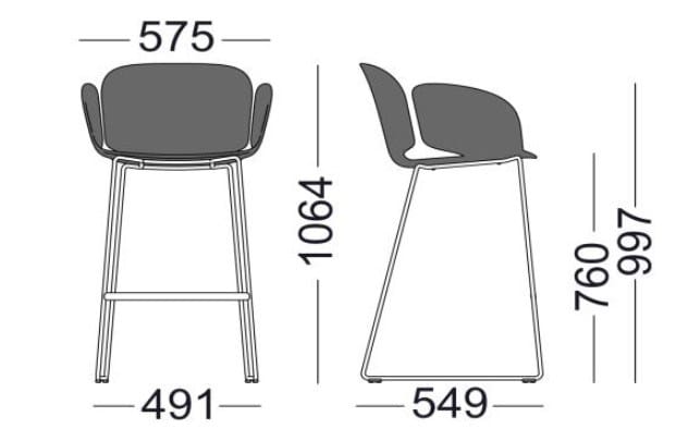 Высокий табурет из полипропилена с подлокотниками Sellex гнездо ARCH-00135132 - Вид №3