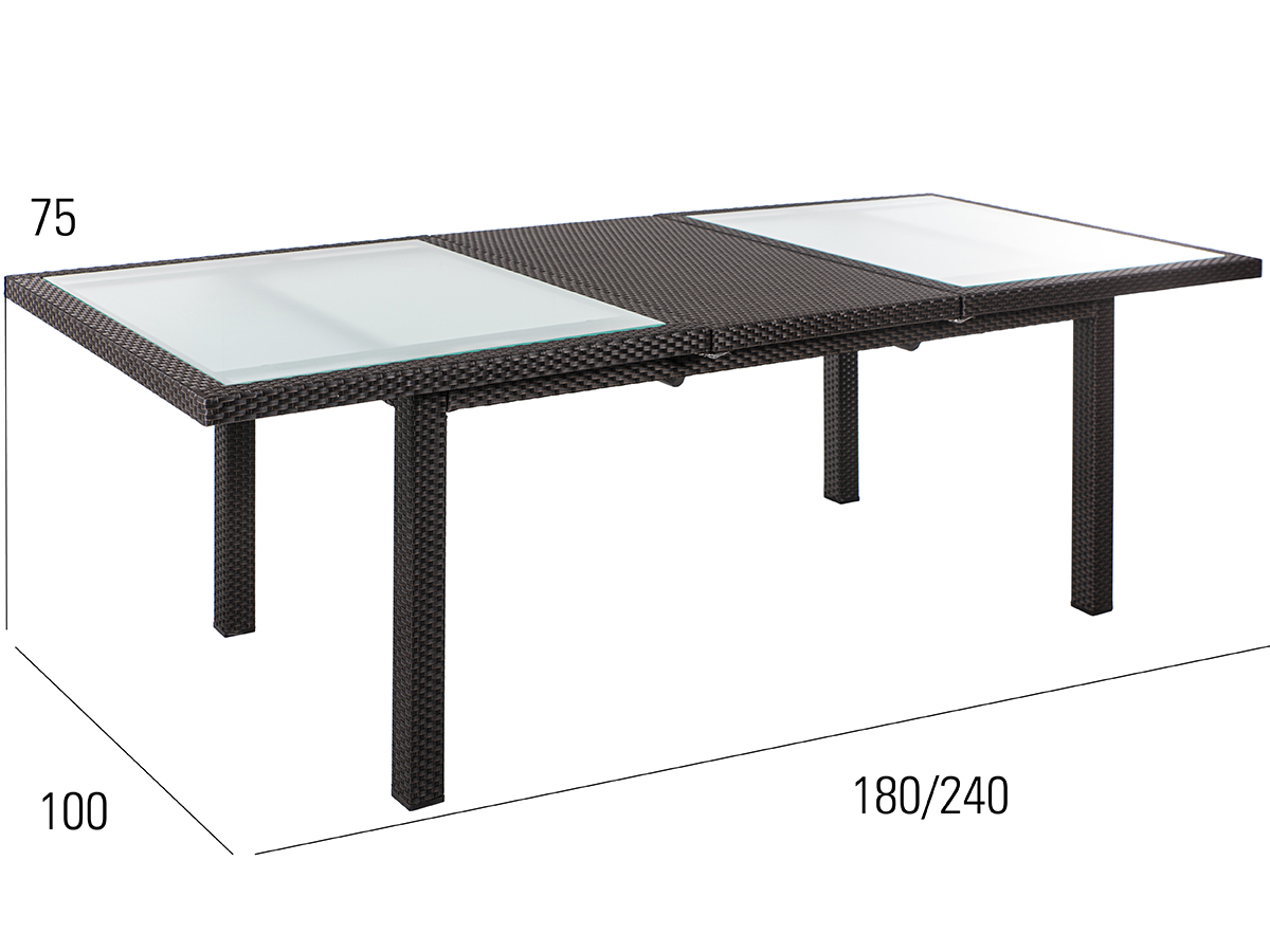 68.00.0184 Раскладной стол Bellini Mocca - стеклянная столешница - 100 x 180/240 Mbm  - Вид №1