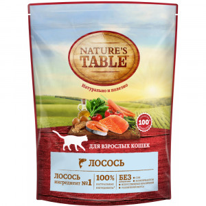 ПР0045629 Корм для кошек NATURE"S TABLE лосось сух. 650г NATURE'S TABLE