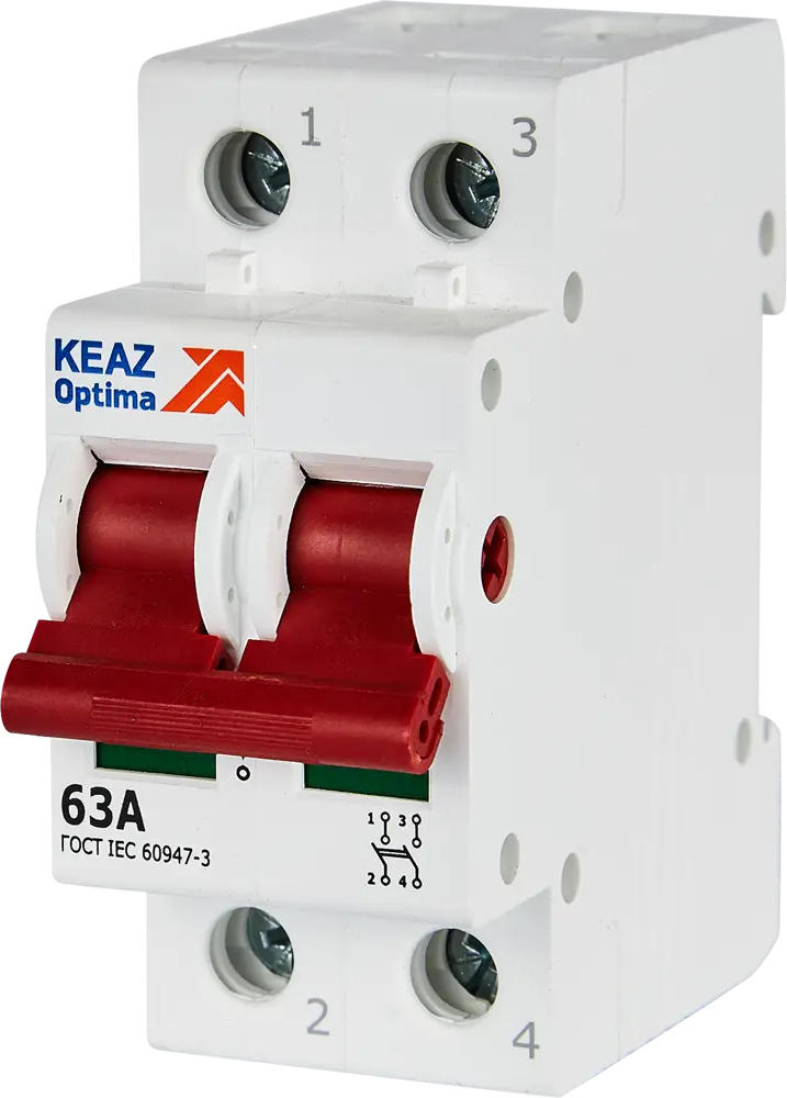 Автоматический выключатель КЭАЗ Opti Din ВМ63PL 2P 63А для надежной защиты сети 89206638
