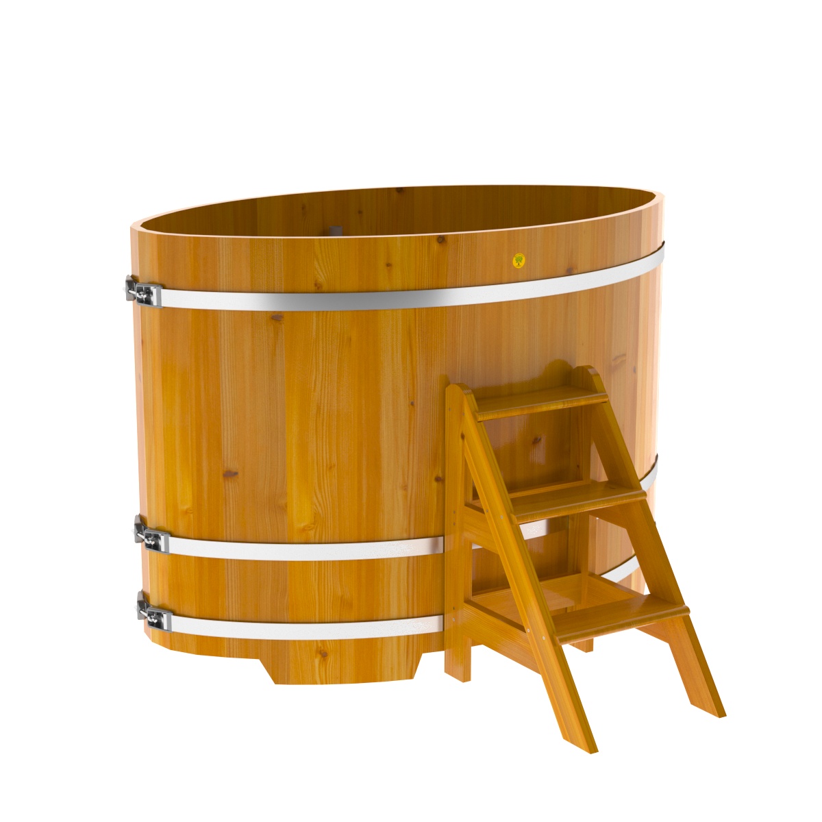 2282 Купель овальная из лиственницы Рустик 1,02х1,68х1,2 натуральная Alyarus  - Вид №1