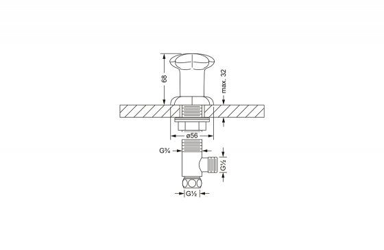 Боковой вентиль ½", для холодной воды JOERGER Florale 600.10.340.000 - Вид №1
