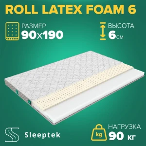 91663411 Матрас Sleeptek Roll LatexFoam 6 90x190x6 см беспружинный, 1-спальный STLM-1062715