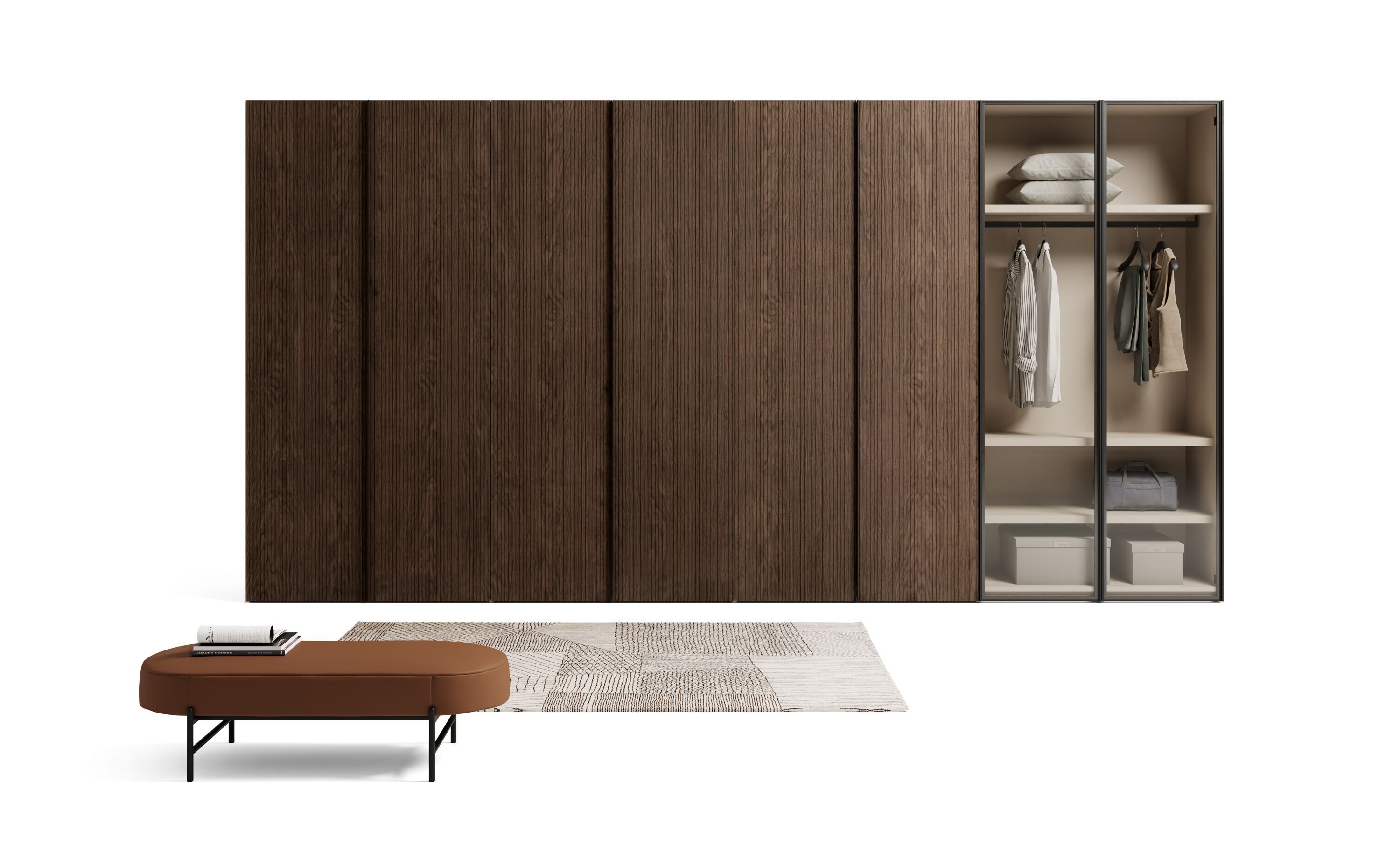 Секционный шкаф с распашной дверью из каннете и металлической ручкой Dall'Agnese Wardrobe Collection ARCH-00067358 - Вид №2