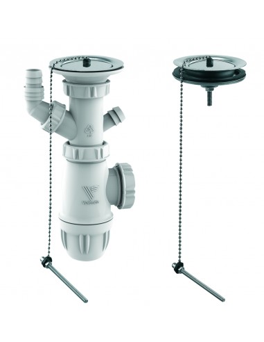 770600 000 00  Полный комплект для мойки с 2 сообщающимися баками, Д. 60 мм, нержавеющая сталь, сертифицирован NF Valentin Сталь  - Вид №1