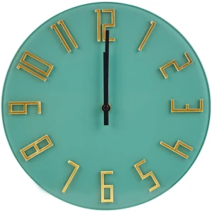 Часы настенные круглые стекло цвет зеленый бесшумные ø30 см