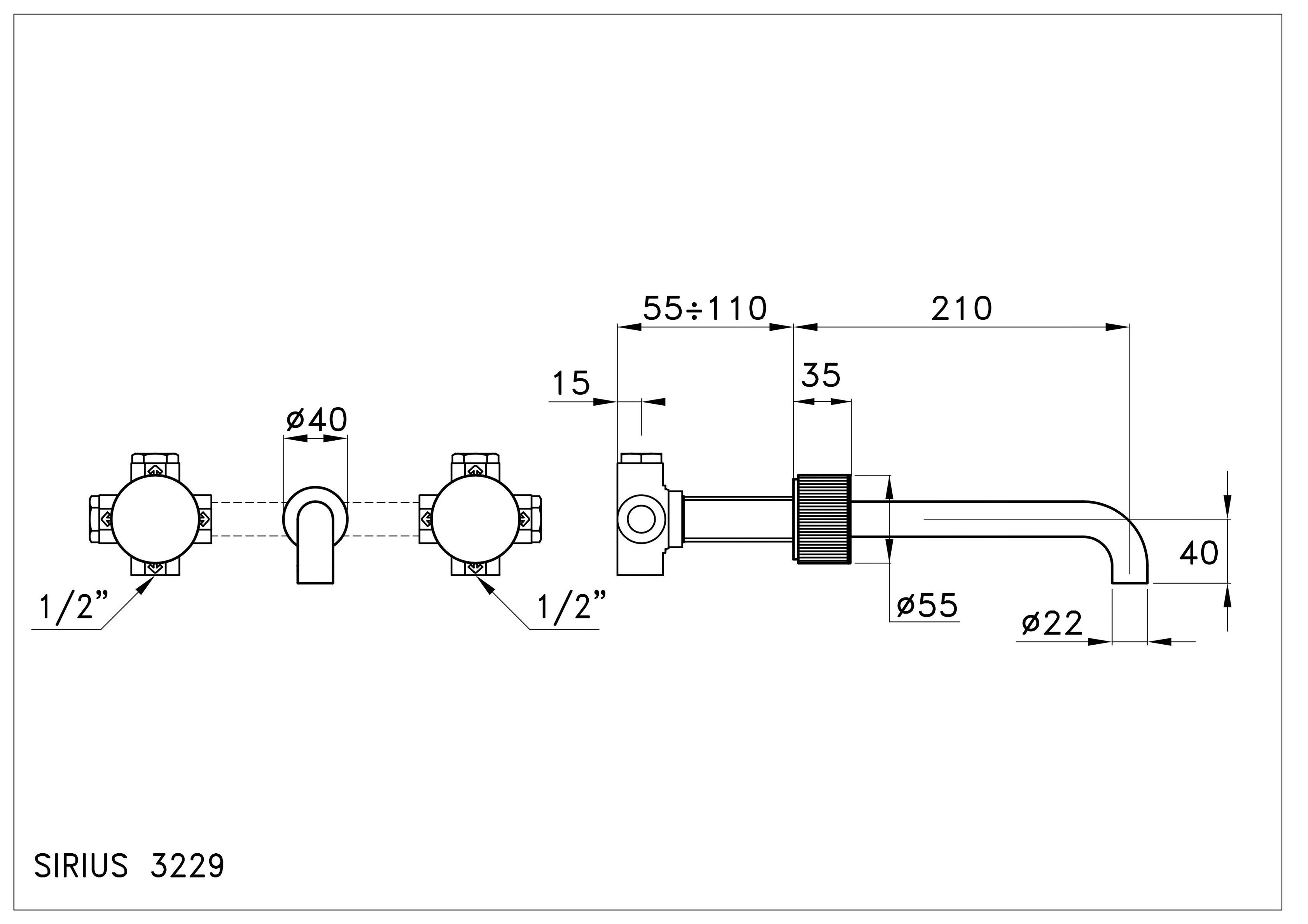 Настенный смеситель для раковины с 3 отверстиями RUBINETTERIE STELLA ARCH-00015591 - Вид №4