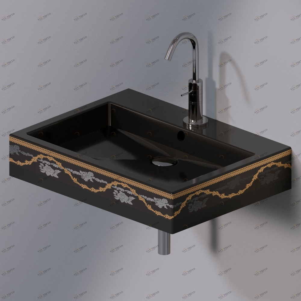 L267470G Подвесная раковина настенная прямоугольная A. e T. Italia Tank черная AeT ITALIA