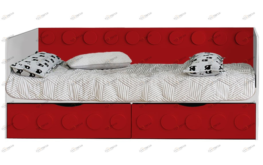 Подростковый диван-кровать с 2 ящиками "Леголенд" МАНДАРИН ЛЕГОЛЕНД 178711 Красный Santreyd 