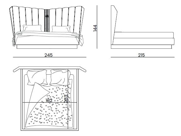 Кожаная двуспальная кровать с мягким изголовьем Bizzotto Italia Symphony-Infinity ARCH-00081588 - Вид №5