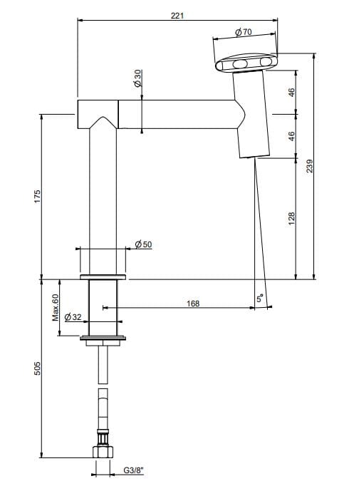 Однорычажный смеситель для раковины QD Magistro Lab Hammer ARCH-00112832 - Вид №3