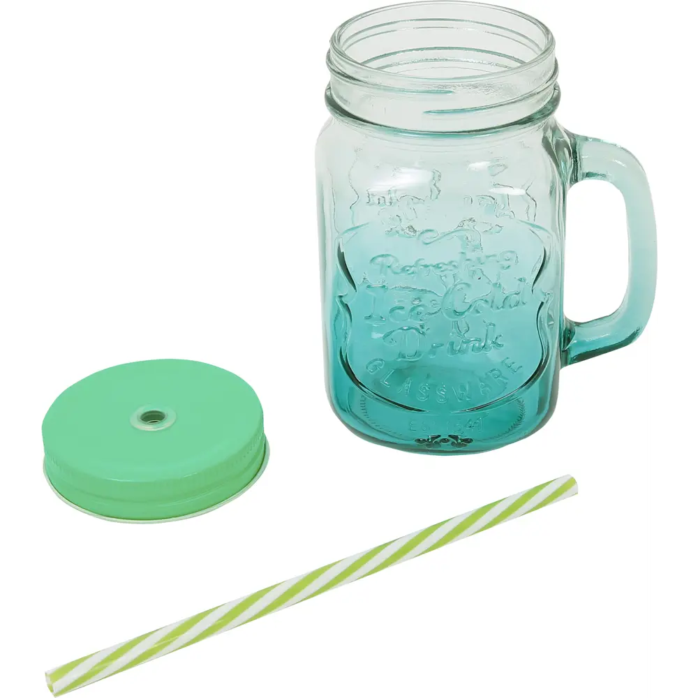 Стакан с трубочкой 500 мл стекло цвет зеленый Santreyd MS-BL-500G STLM-2092361 - Вид №2