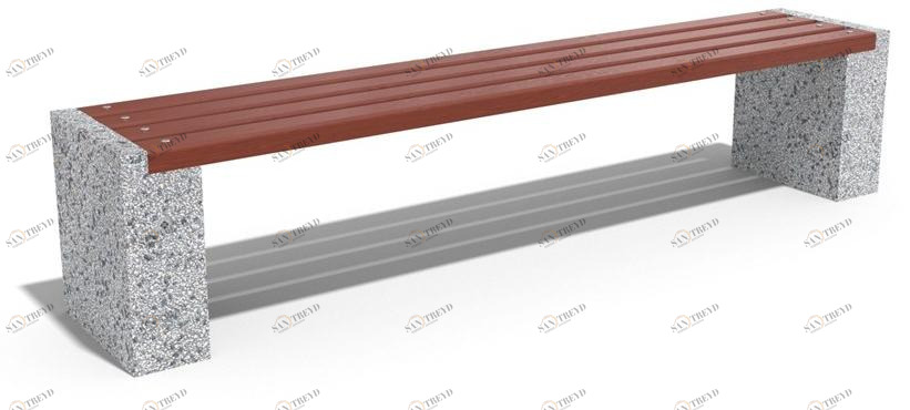 ENCHO ENCHEV - ETE Скамейка из бетона и дерева без спинки  238 