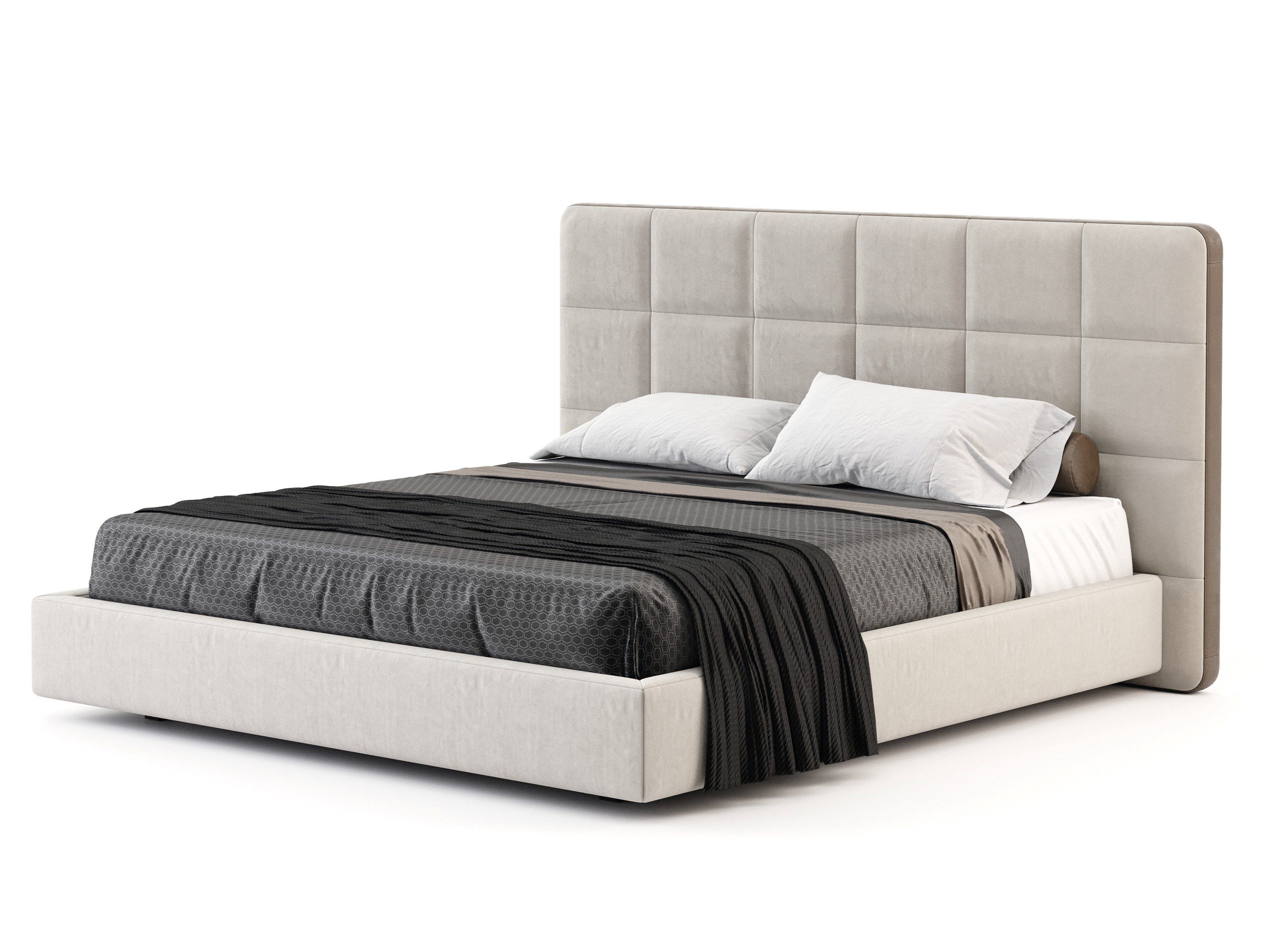 Бархатная двуспальная кровать с мягким изголовьем Stylish Club Мадрид ARCH-00147357