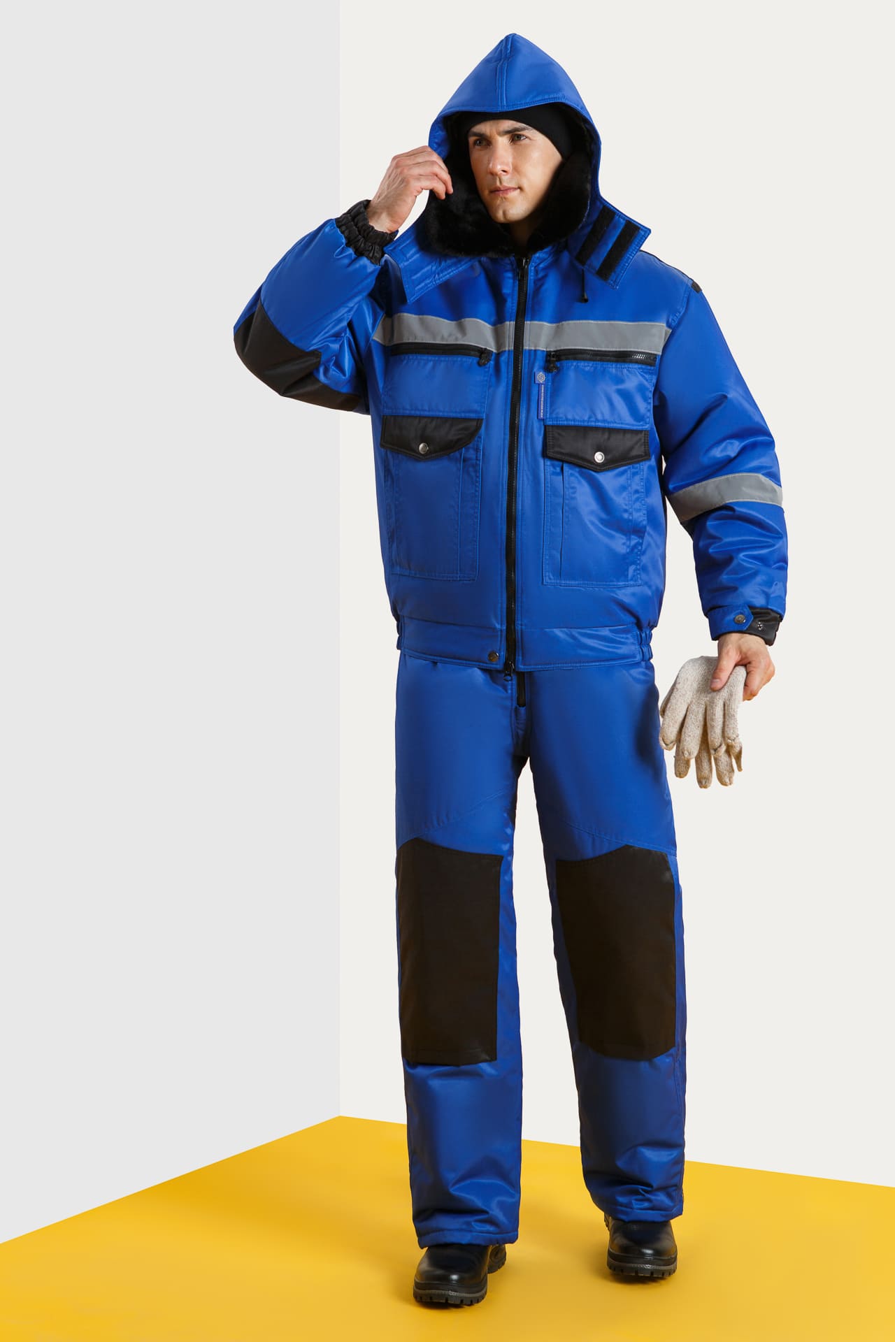 64891 Костюм "Профессионал" зимний василек-черный с СВП  Зимняя спецодежда  размер 52-54/170-176  - Вид №16