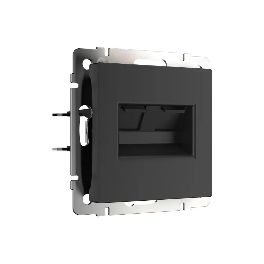 Розетка компьютерная двойная встраиваемая Werkel RJ45 цвет черный матовый 84491985 STLM-2201350 Встраиваемые механизмы