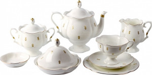 10535074 Императорский фарфоровый завод Сервиз чайный ИФЗ "Петельки" на 6 персон 20 предметов, 220мл, ф.Наташа Фарфор костяной