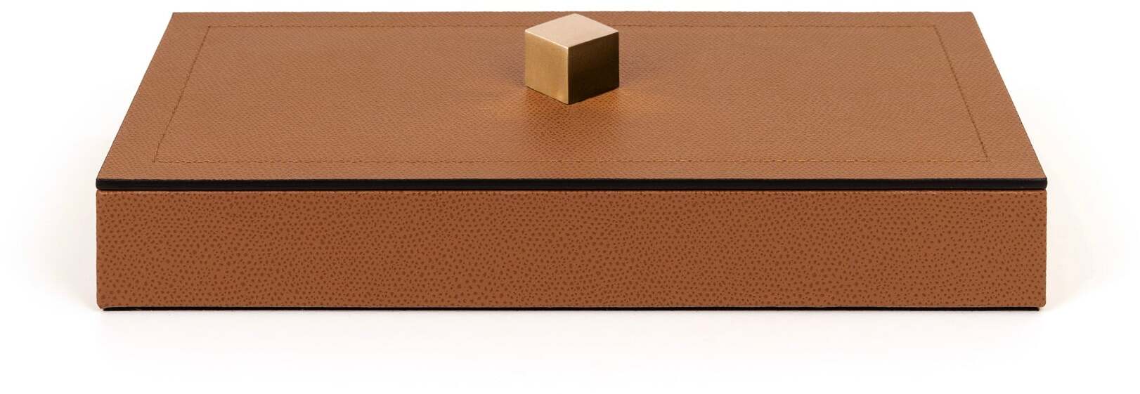 Kate Box - 27X15XH4,5 см / металлическая отделка_сатинированная латунь / зернистая кожа_кофе