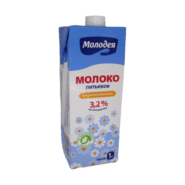 Молоко стерилизованное 3,2% Молодея 1 л БЗМЖ Santreyd 21171 - Вид №1