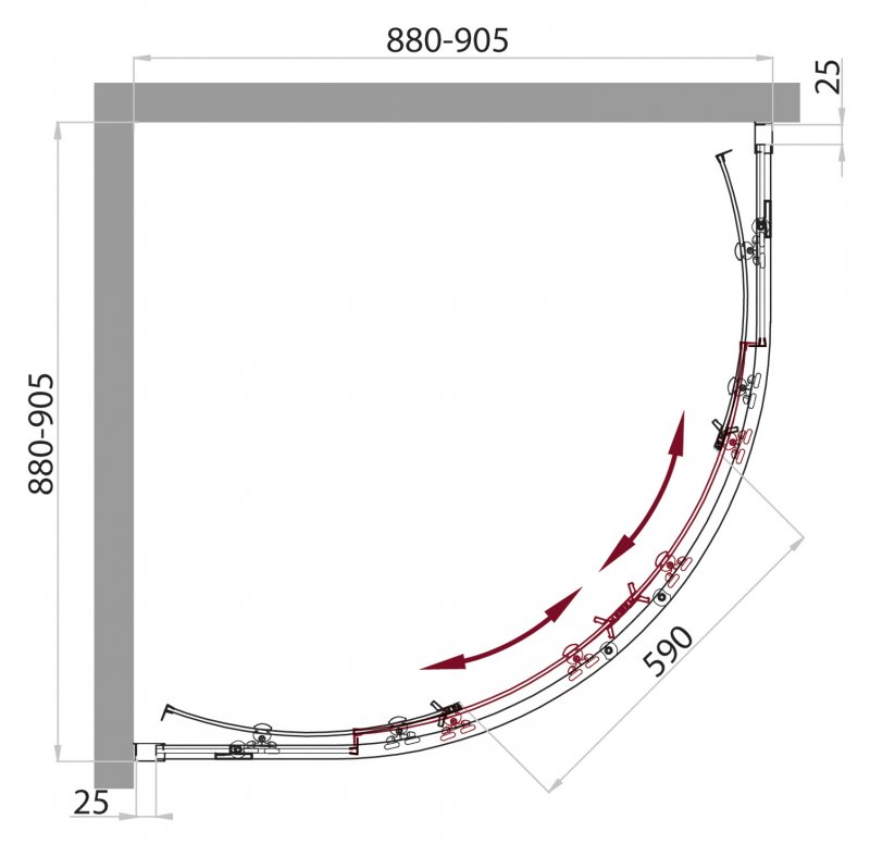 Душевой уголок BelBagno SELA-R-2-90-Ch-Cr  - Вид №2