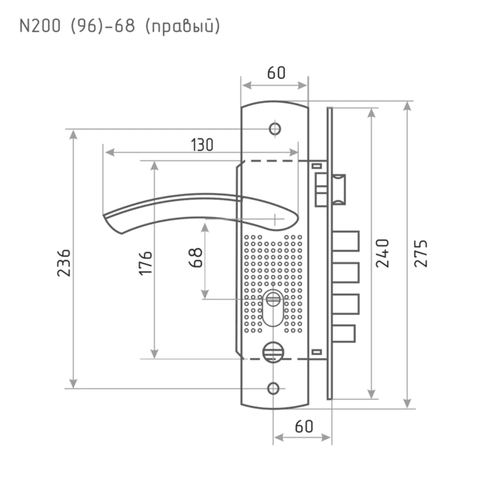 НОРА-М Врезной замок для правых дверей с матовым никелем 85539373 STLM-0063690 - Вид №11