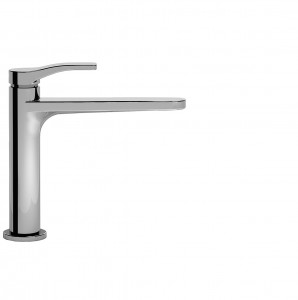 B003WF  Смеситель для раковины на 1 отверстие, удлиненный изливвылет 17 см ручка ограничитель потока воды до 5 л/мин при 3 бар подводка без донного клапана Fantini Rubinetti AL/23