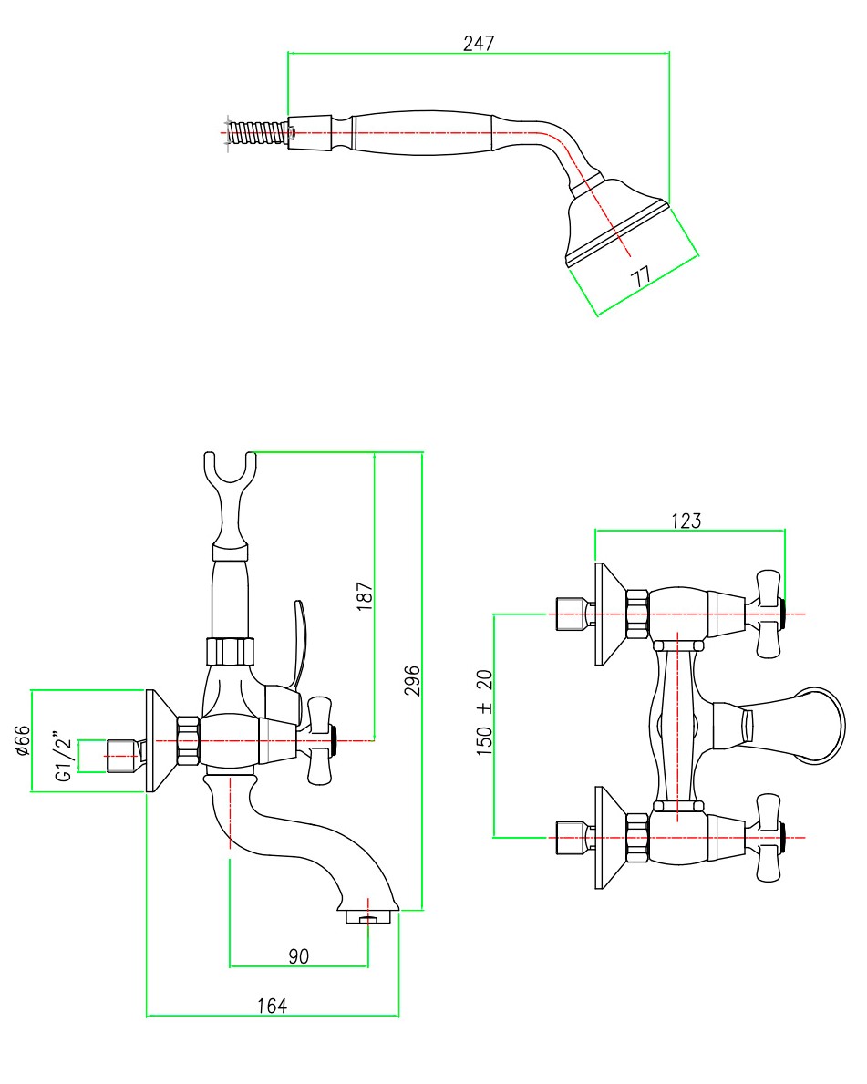 AM720201010 Смеситель для ванны с душем Webert Armony - Вид №2