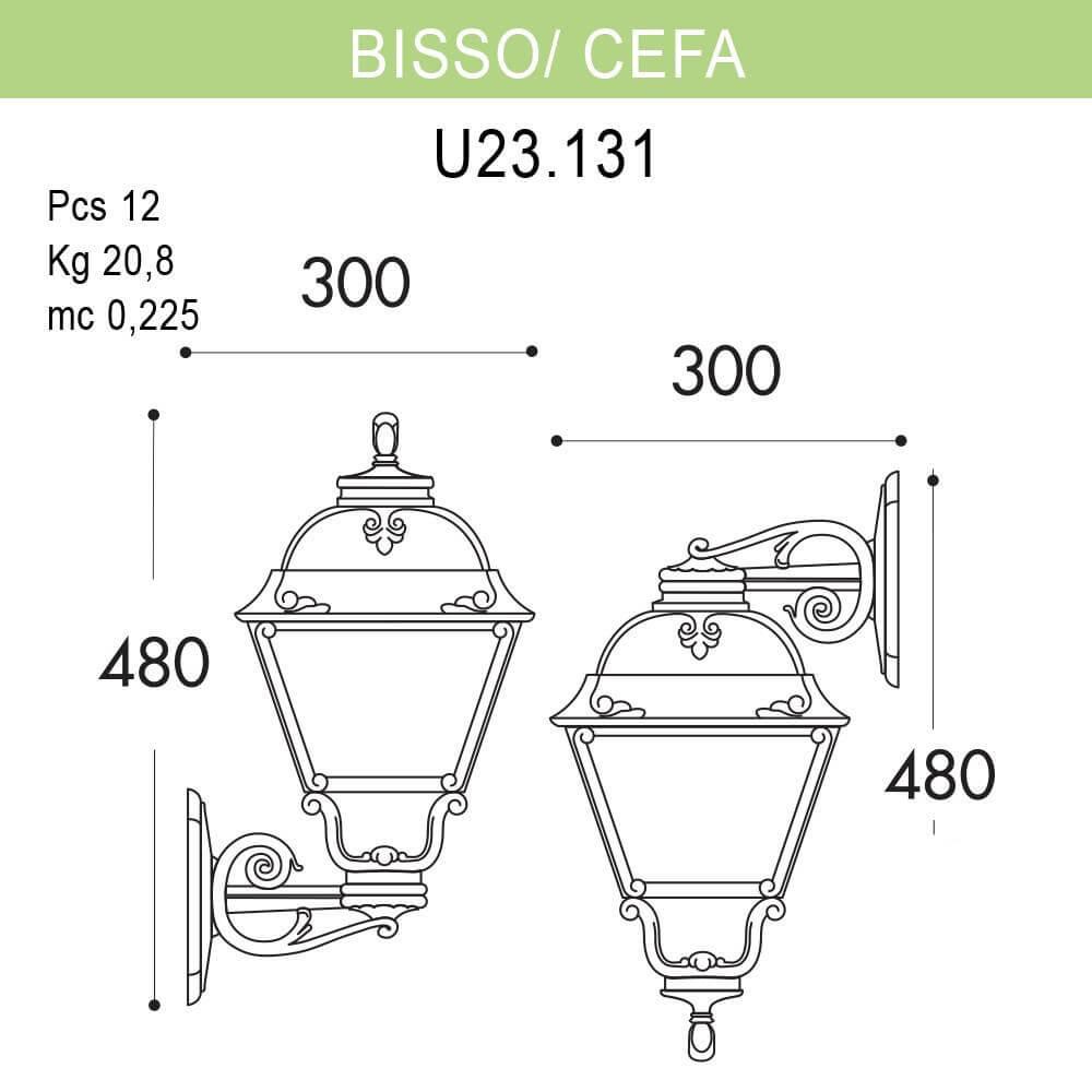 Уличный настенный светильник Fumagalli Bisso/Cefa U23.131.000.AYF1R FUMAGALLI ПОД СТАРИНУ, ФОНАРЬ 272147 Черный  - Вид №1