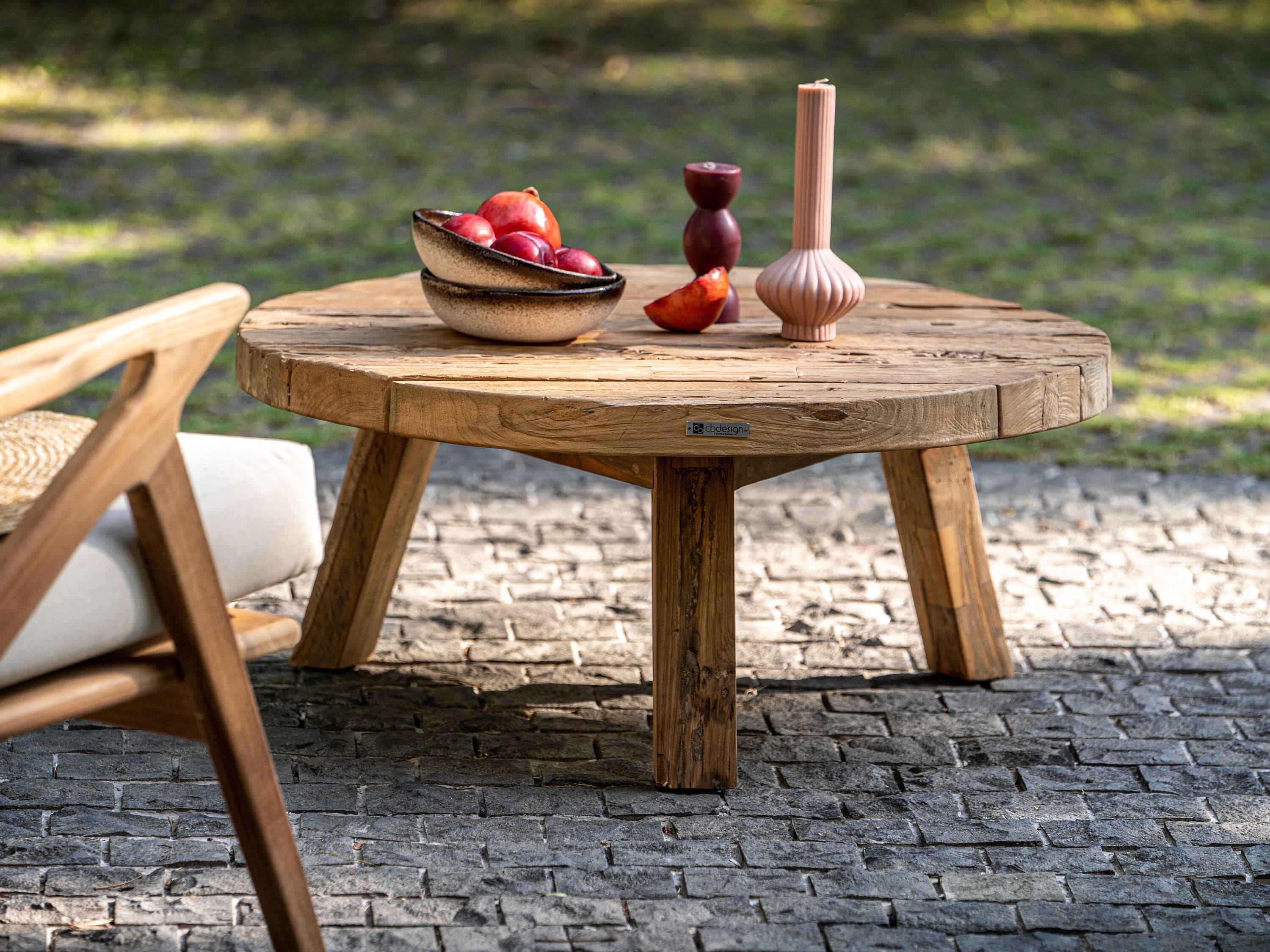 Круглый низкий стол из тикового дерева cbdesign Rustic ARCH-00113166 - Вид №2