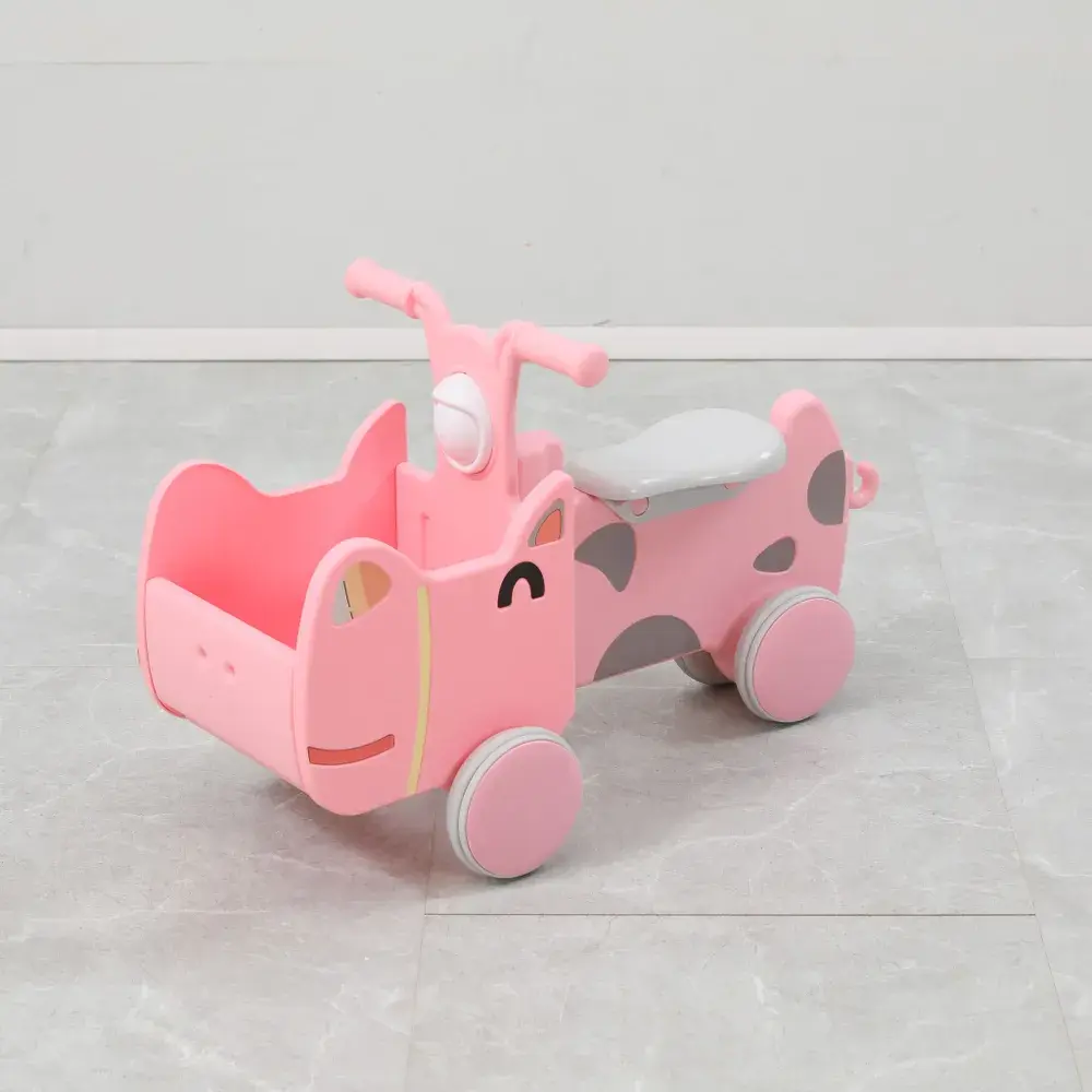 91637160 Машинка-каталка с корзиной Unix Kids Hippo Pink 68x42 см розовый STLM-0963443