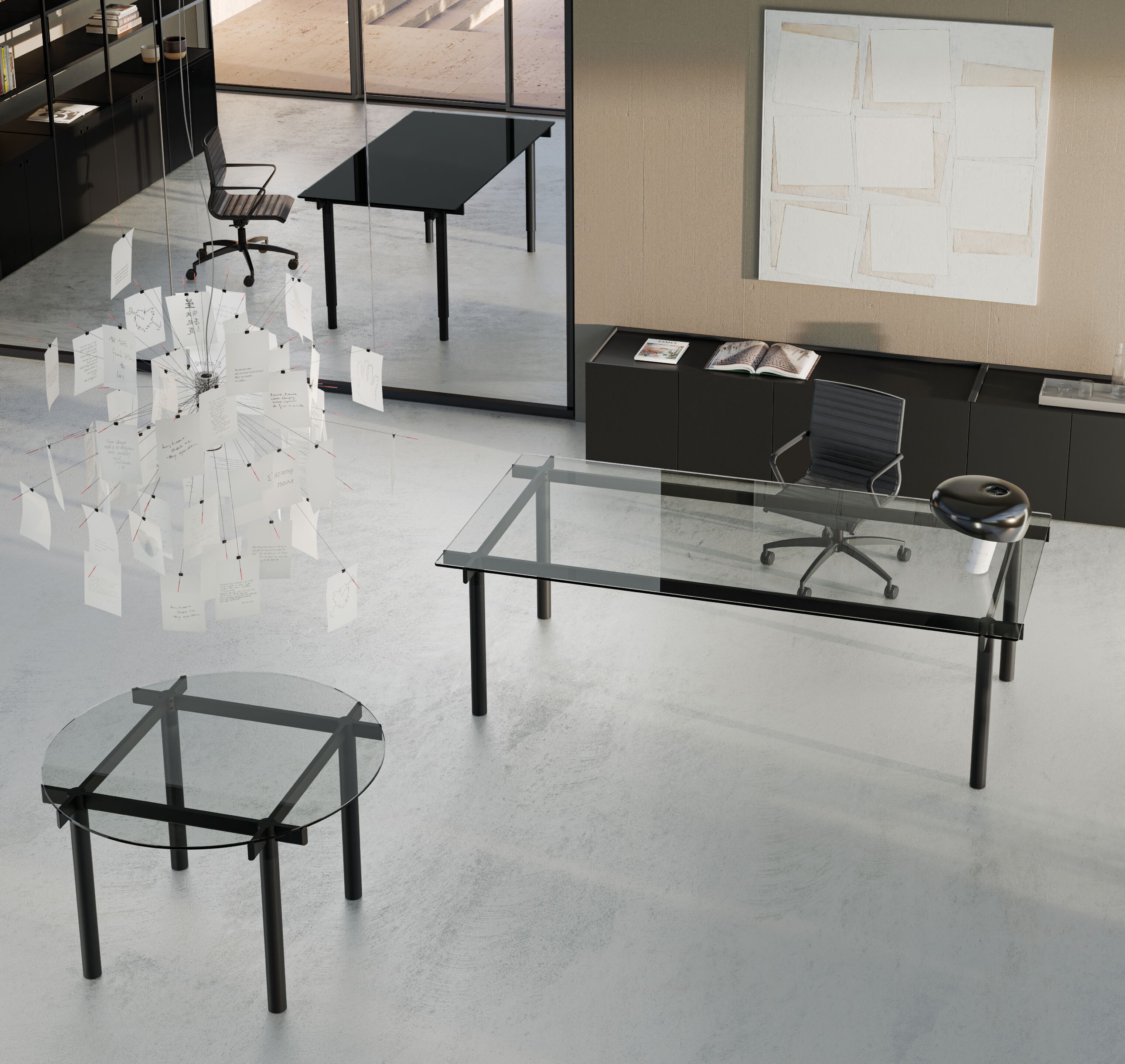 Прямоугольный стол для совещаний из стекла и металла FANTONI Decumano ARCH-00112180 - Вид №2