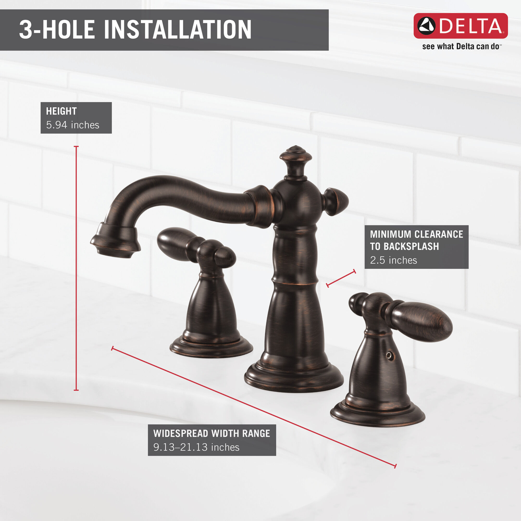 35955-RB-DST Смеситель для ванной комнаты с двумя ручками Delta Faucet Victorian Венецианская бронза - Вид №3