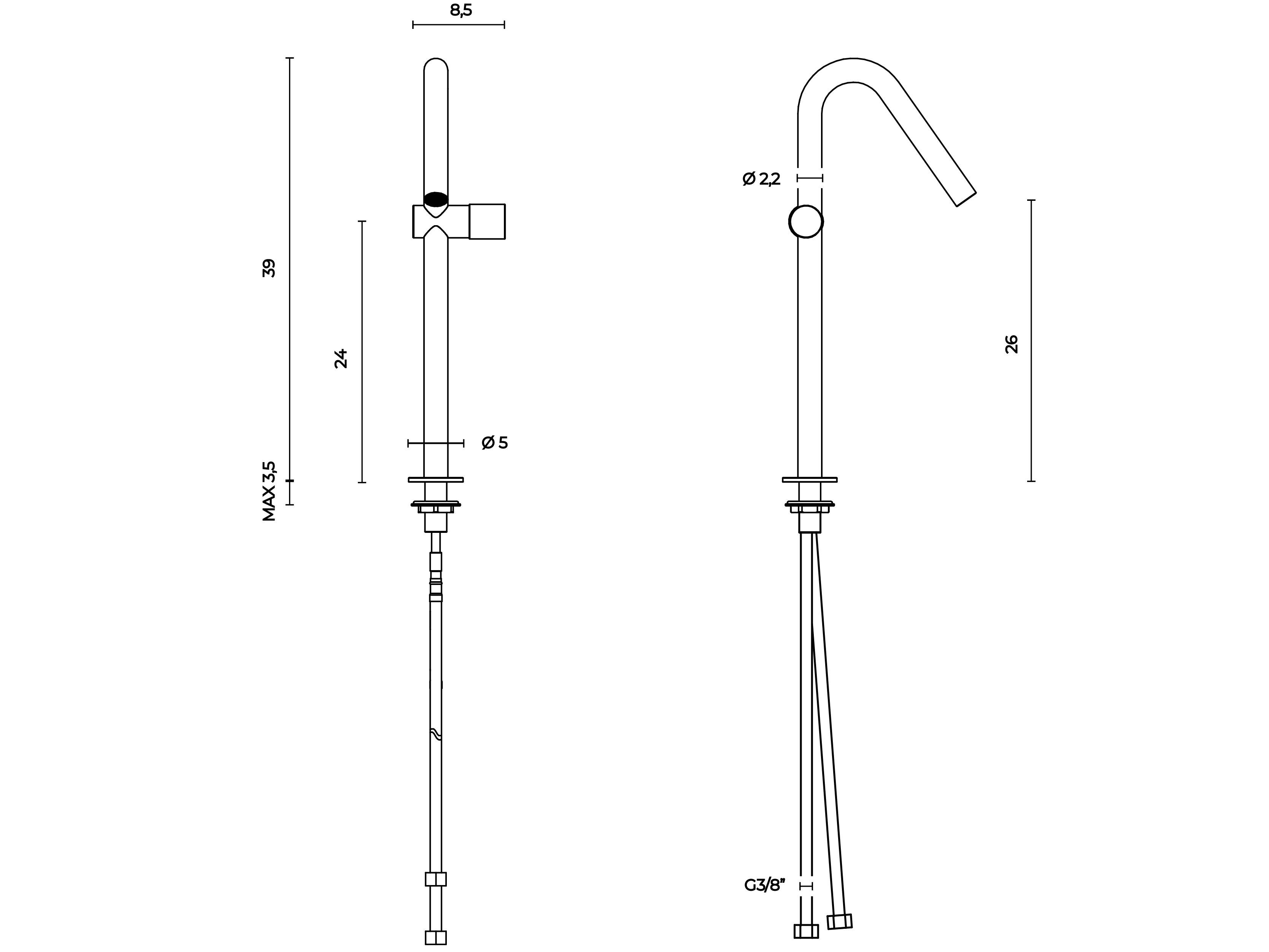 Смеситель для раковины из нержавеющей стали Trone Arc ARCH-00002165 - Вид №3