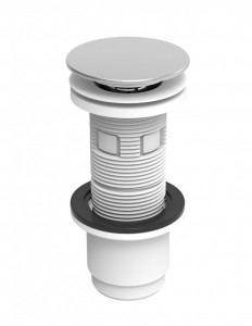 124000 000 03  Универсальный слив Cut & Click для умывальника с переливом или без, фиксированный или цифровой, h. 100мм, хромированные, в наборе 34 шт. Valentin Хром