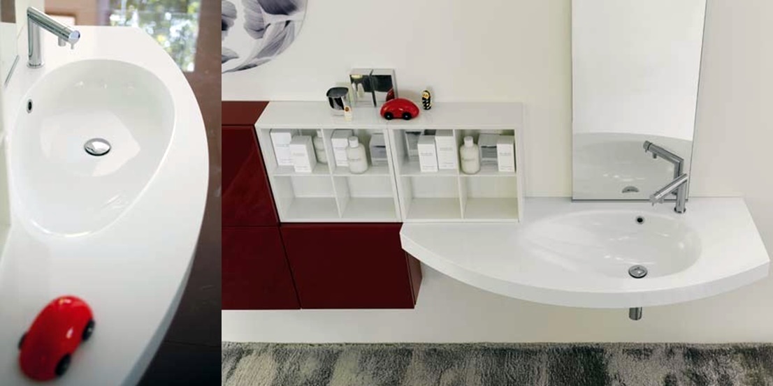 Комбинация ванной комнаты SY14 в отделке mineralmarmo/Rosso/Bianco MILLDUE SYMI SYMI14 - Вид №1