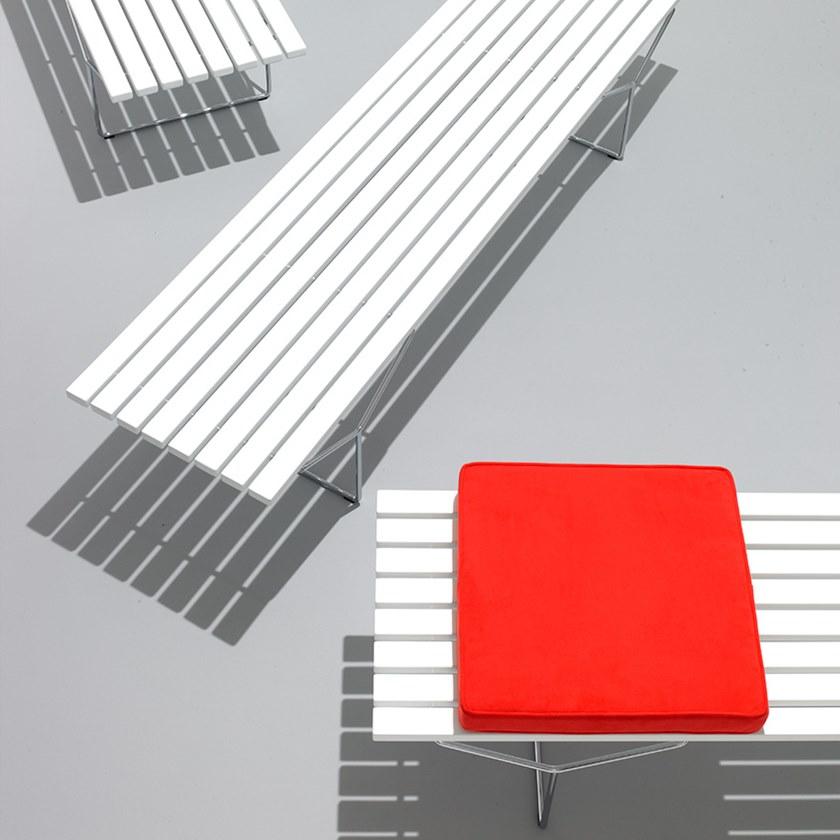 KNOLL Скамейка из стали и дерева Bertoia sun-id-1514443 - Вид №3