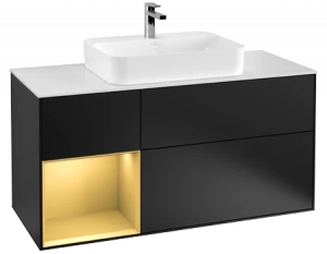 Villeroy&Boch Тумба под раковину Прямоугольная версия F411HFPD Finion Black Matt Lacquer