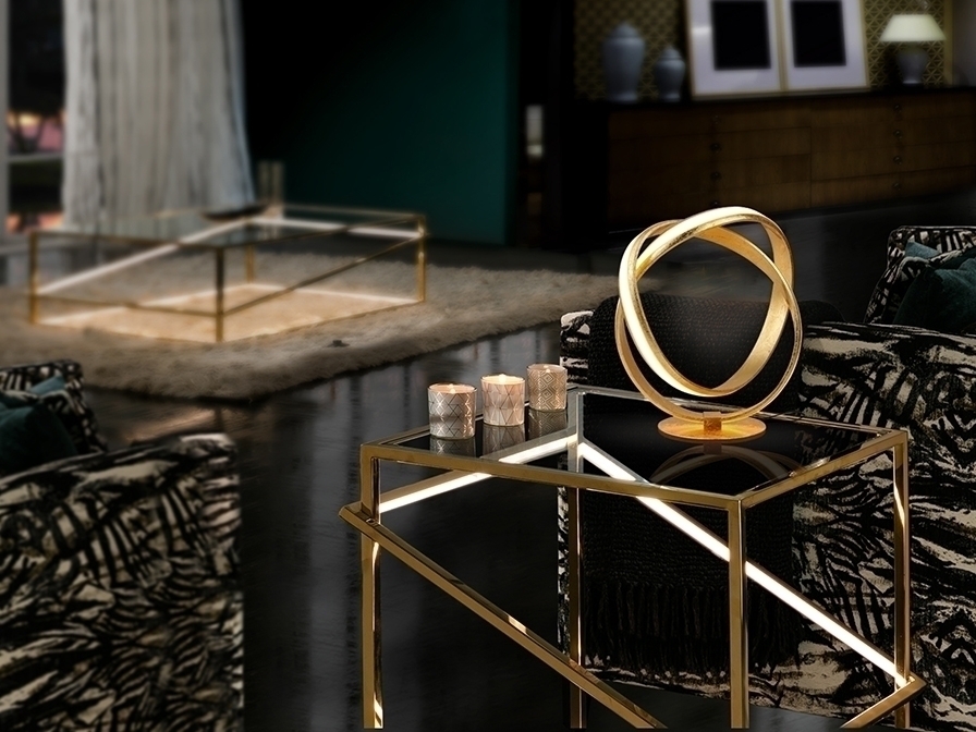 087665 Настольная лампа Ø30 золотая фольга Schuller Lazas  - Вид №1