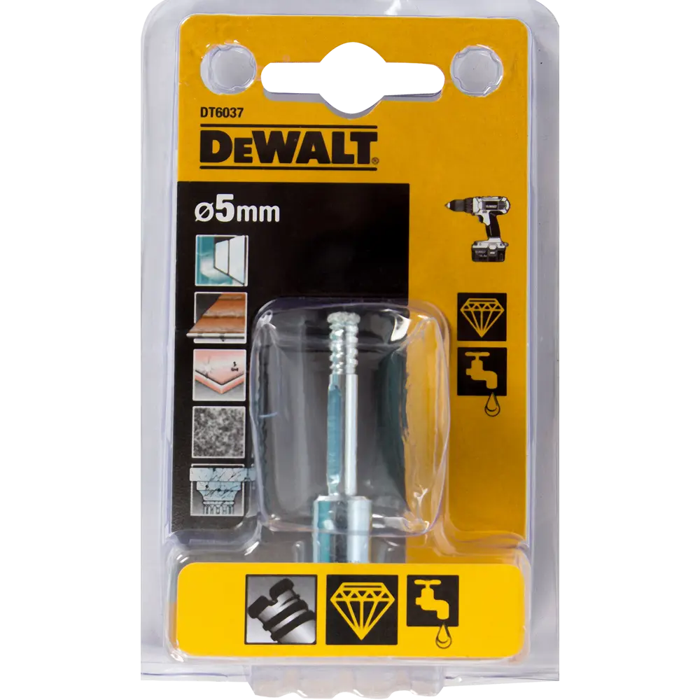 Сверло трубчатое алмазное по стеклу и керамике Dewalt DT6037 5мм STLM-2192284 - Вид №3