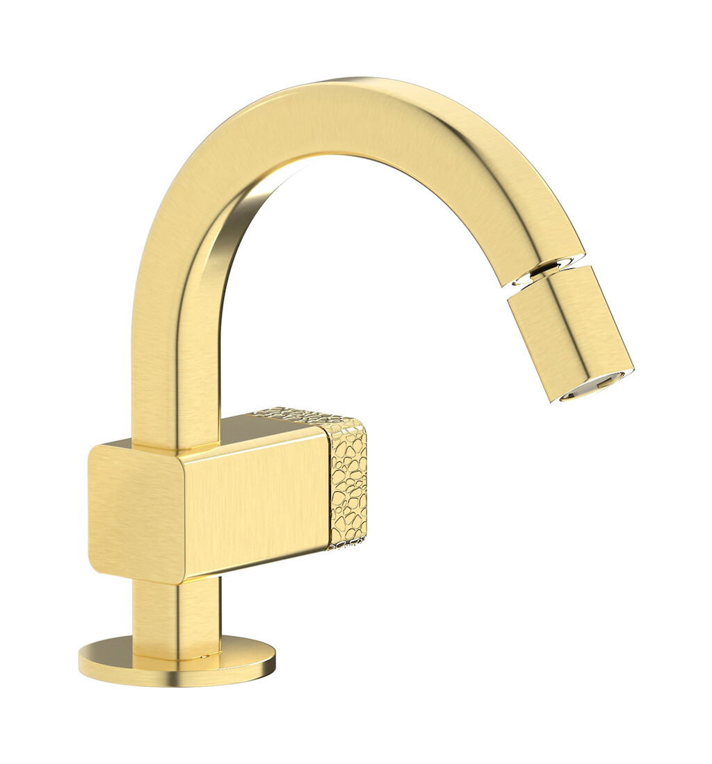 Прогрессивный смеситель для биде на 1 отверстие в комплекте с донным клапаном. WE ARE IB eo220is_2 Brushed Pale Gold Elio