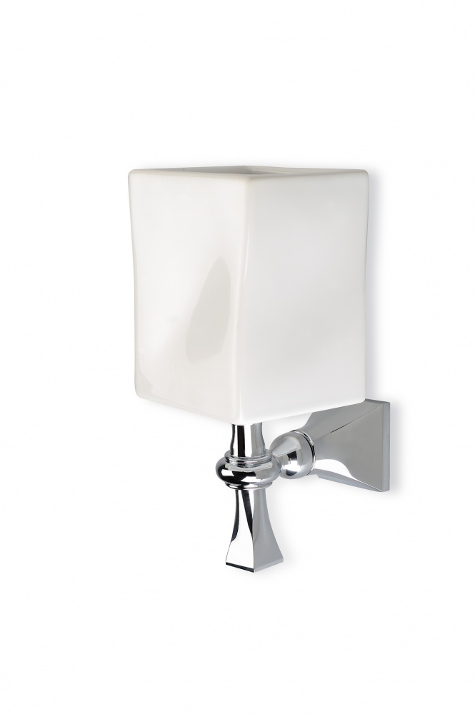 PR10(16-BI) Stil Haus Prisma, настенный керамический стакан, цвет золото - белая керамика